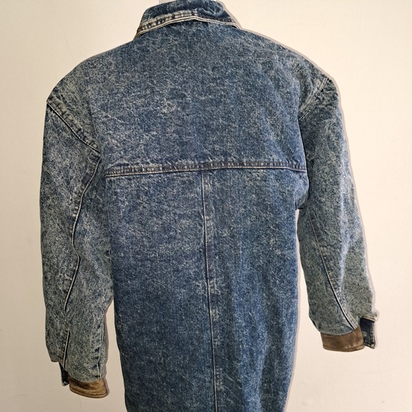Vintage Andy Johns Denim Jacket – Lined & Insulated | Leather Trim | Size Small - Picture 9 of 13